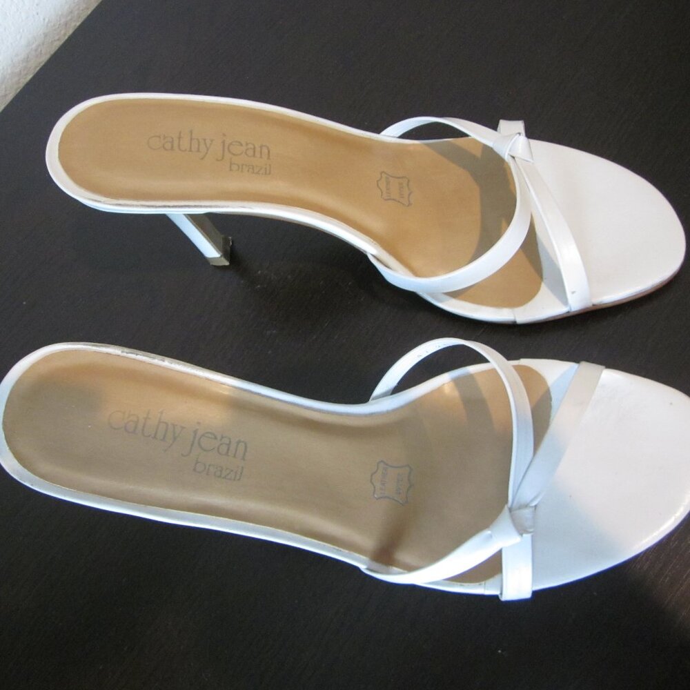 Cathy Jean White Open-Toe Strappy Heeled Sandals